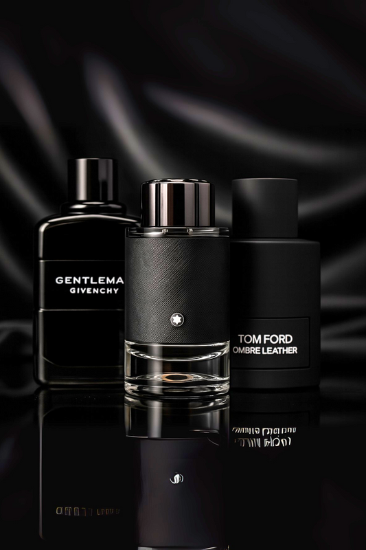 Set de 3 parfumuri: Tom Ford Ombre Leather, Givenchy Gentleman y Montblanc Explorer de 100 ml